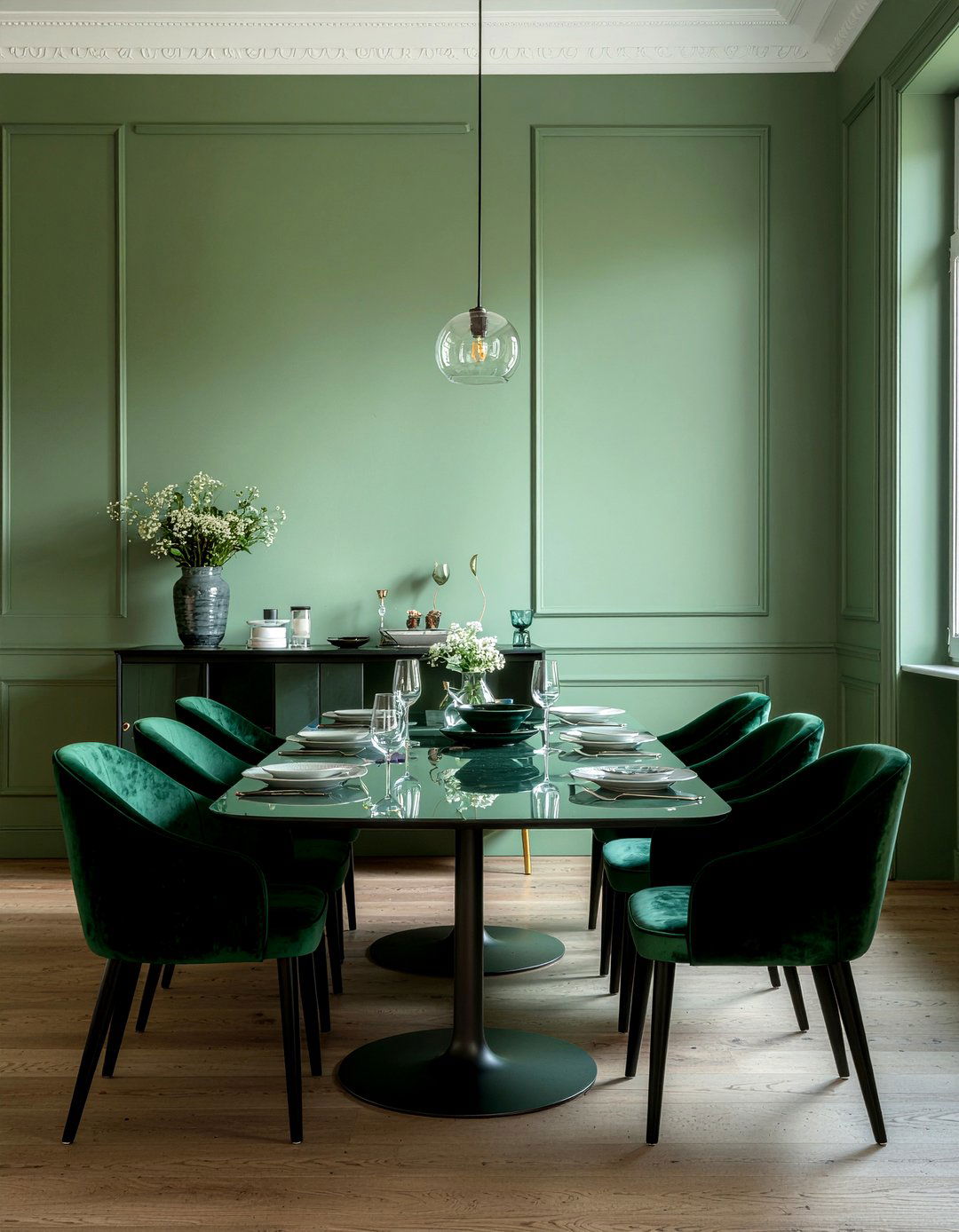 Hunter Green Dining Monochrome Look - 30 hunter green dining room ideas
