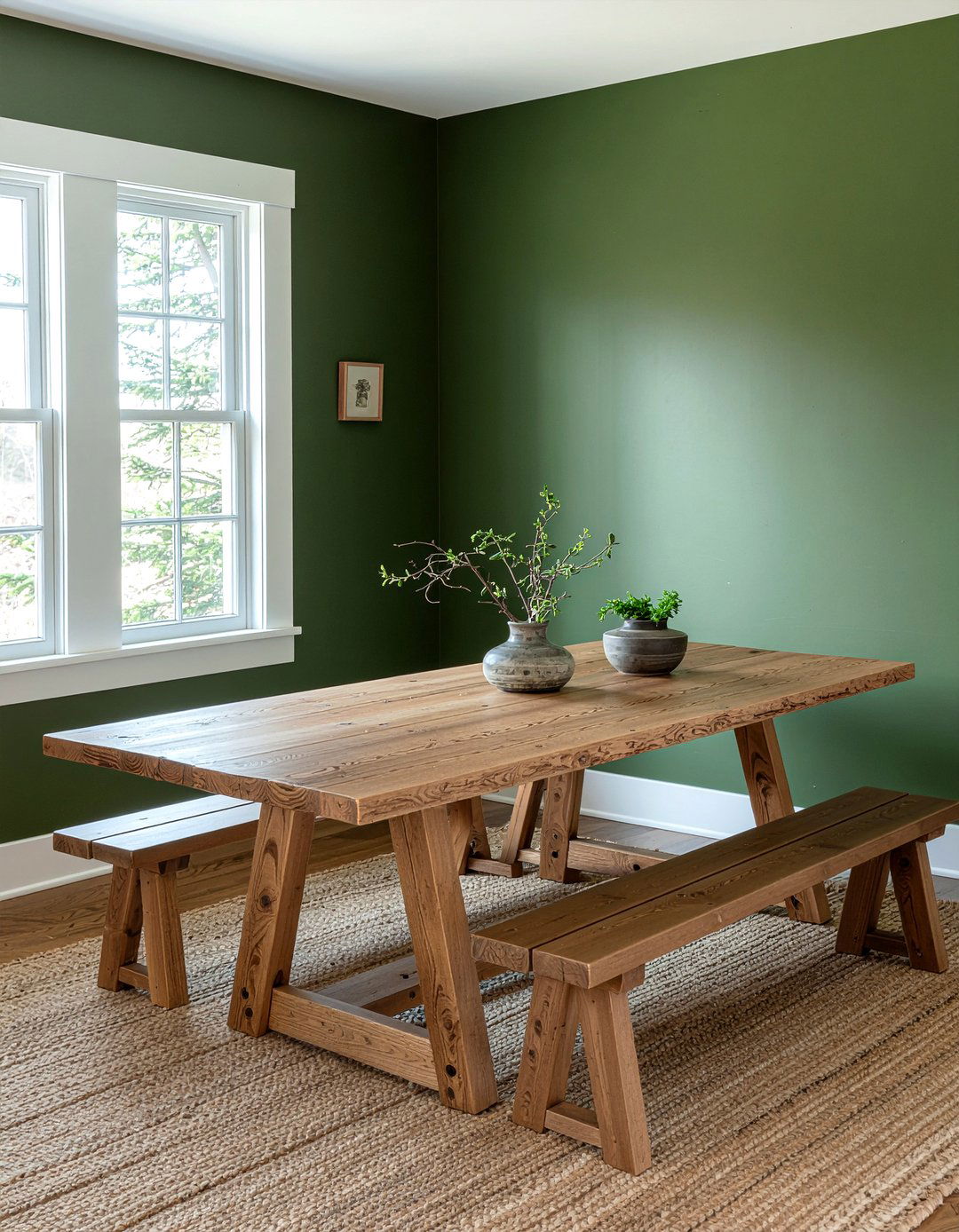 Hunter Green Dining Natural Wood Table - 30 hunter green dining room ideas