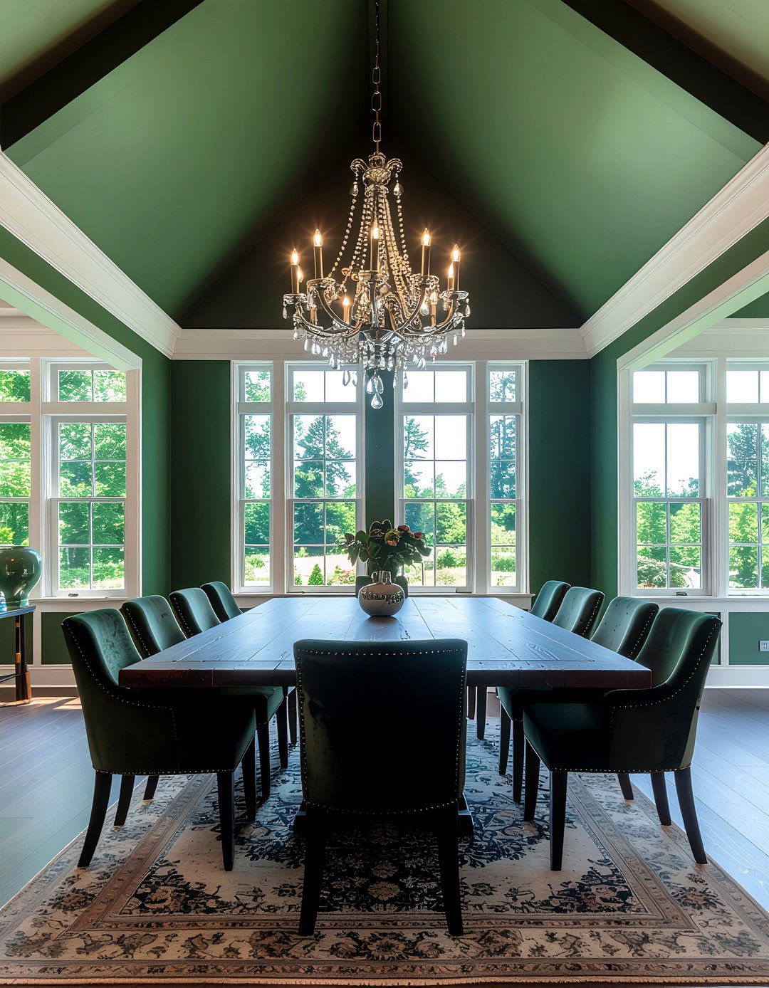 Hunter Green Dining Vaulted Ceiling - 30 hunter green dining room ideas
