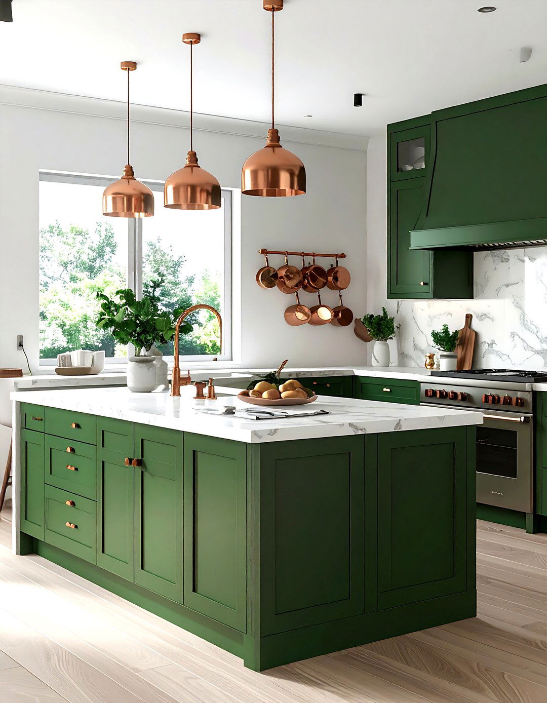 Hunter Green Kitchen With Copper Hardware - 30 hunter green kitchen ideas