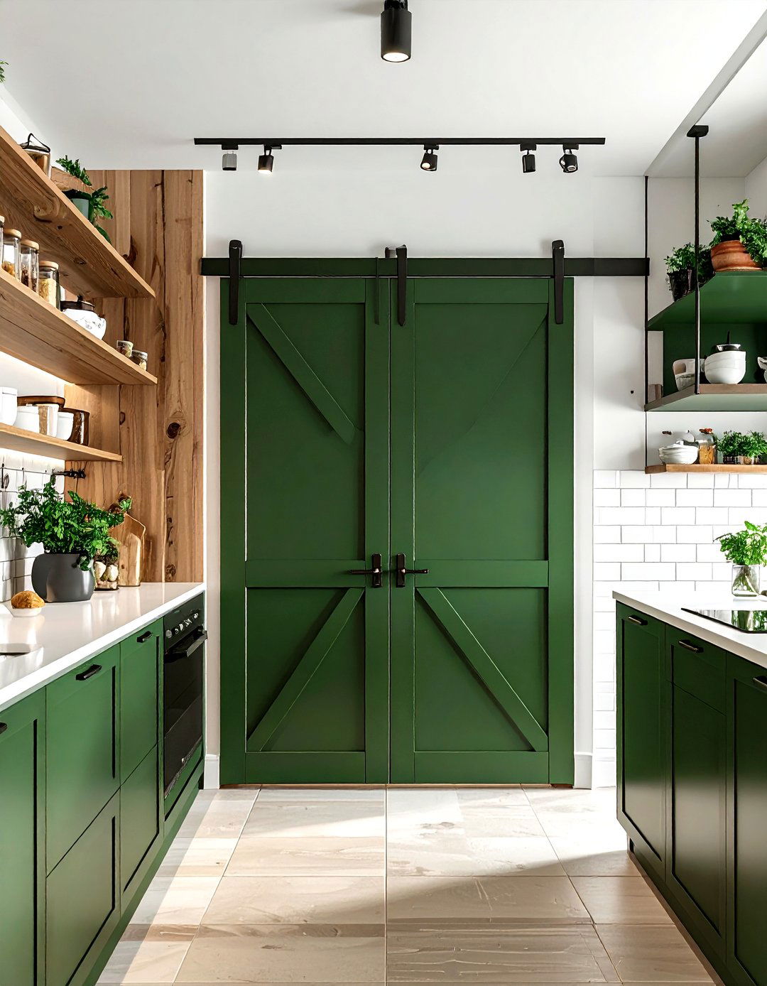 Hunter Green Kitchen With Pantry Door - 30 hunter green kitchen ideas