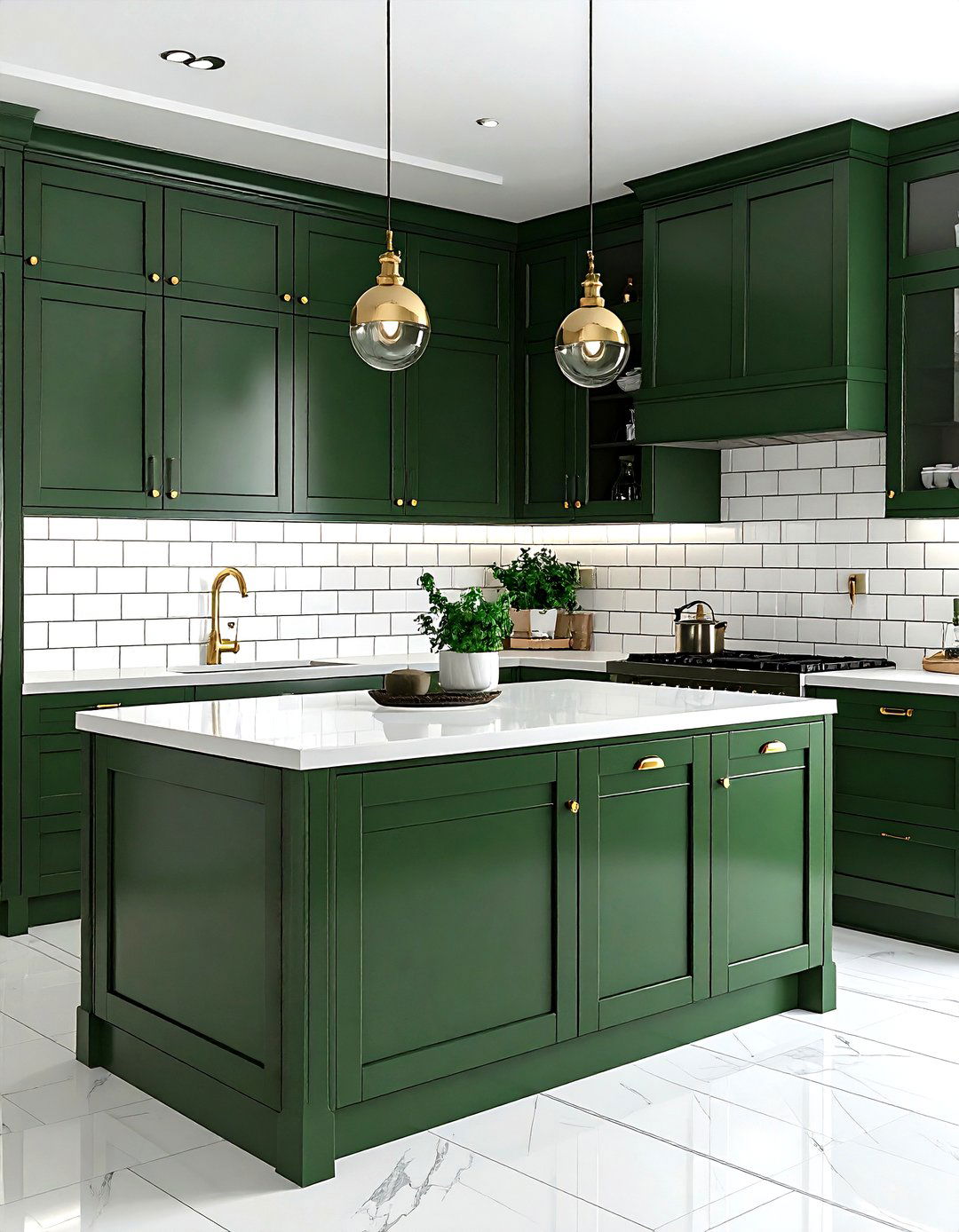 Hunter Green Kitchen With Subway Tile - 30 hunter green kitchen ideas