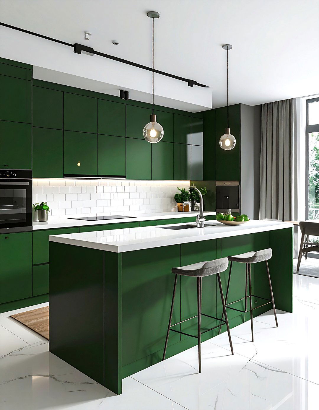 Hunter Green Kitchen With White Countertops - 30 hunter green kitchen ideas