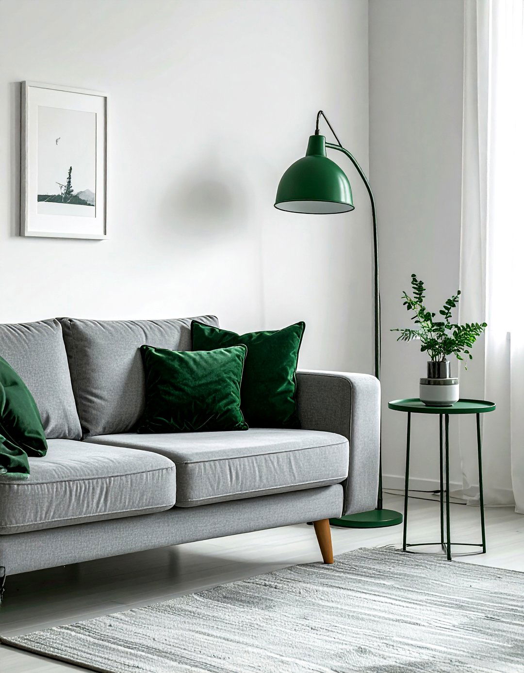 Hunter green accents - 30 minimalist green living room ideas