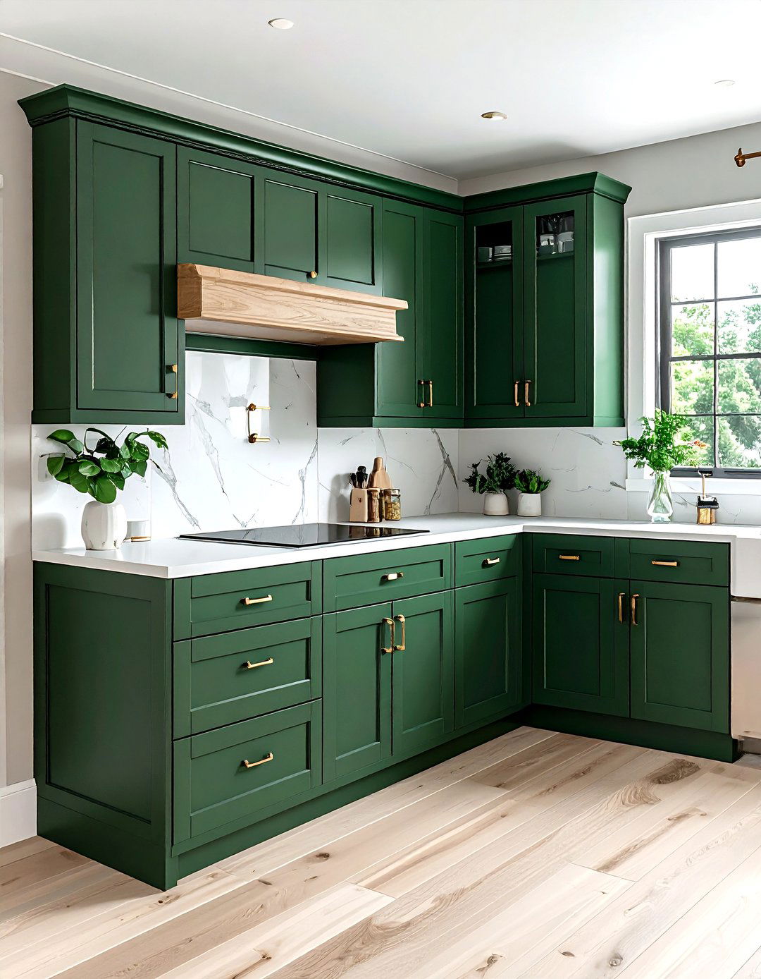 Hunter green and oak kitchen cabinets - 30 two-tone kitchen cabinet ideas