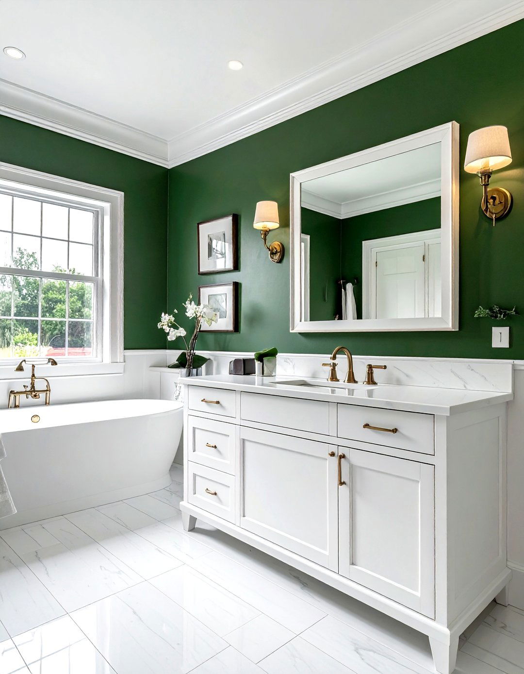 Hunter green and white bathroom - 30 green and white bathroom ideas