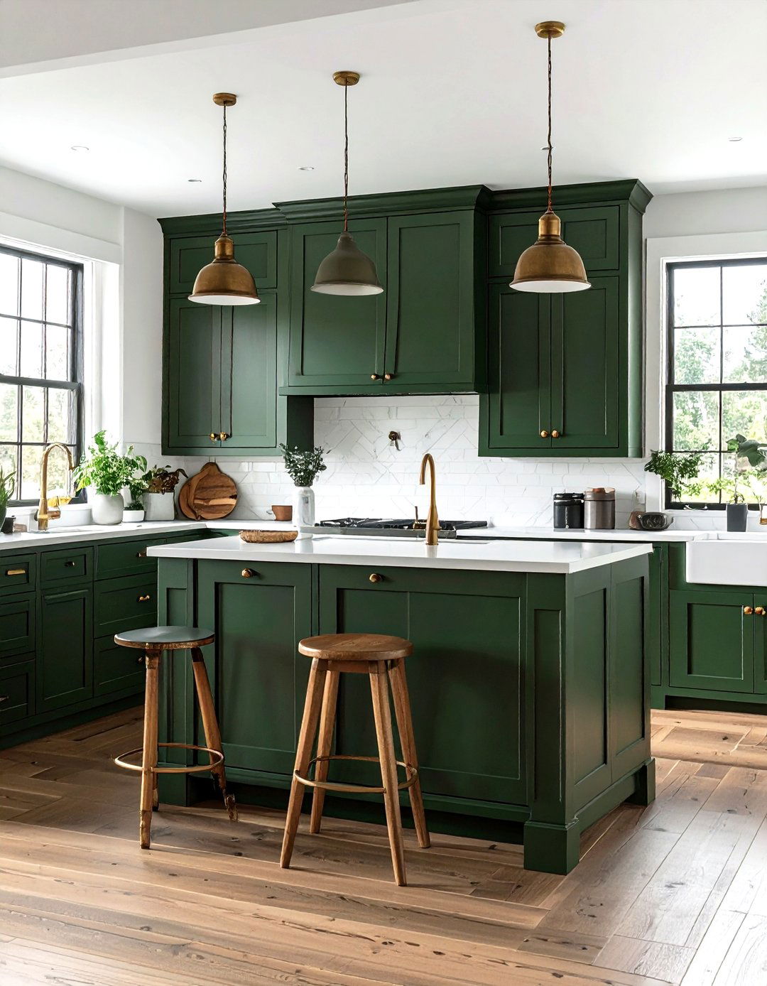 Hunter green farmhouse style - 30 farmhouse green living room ideas