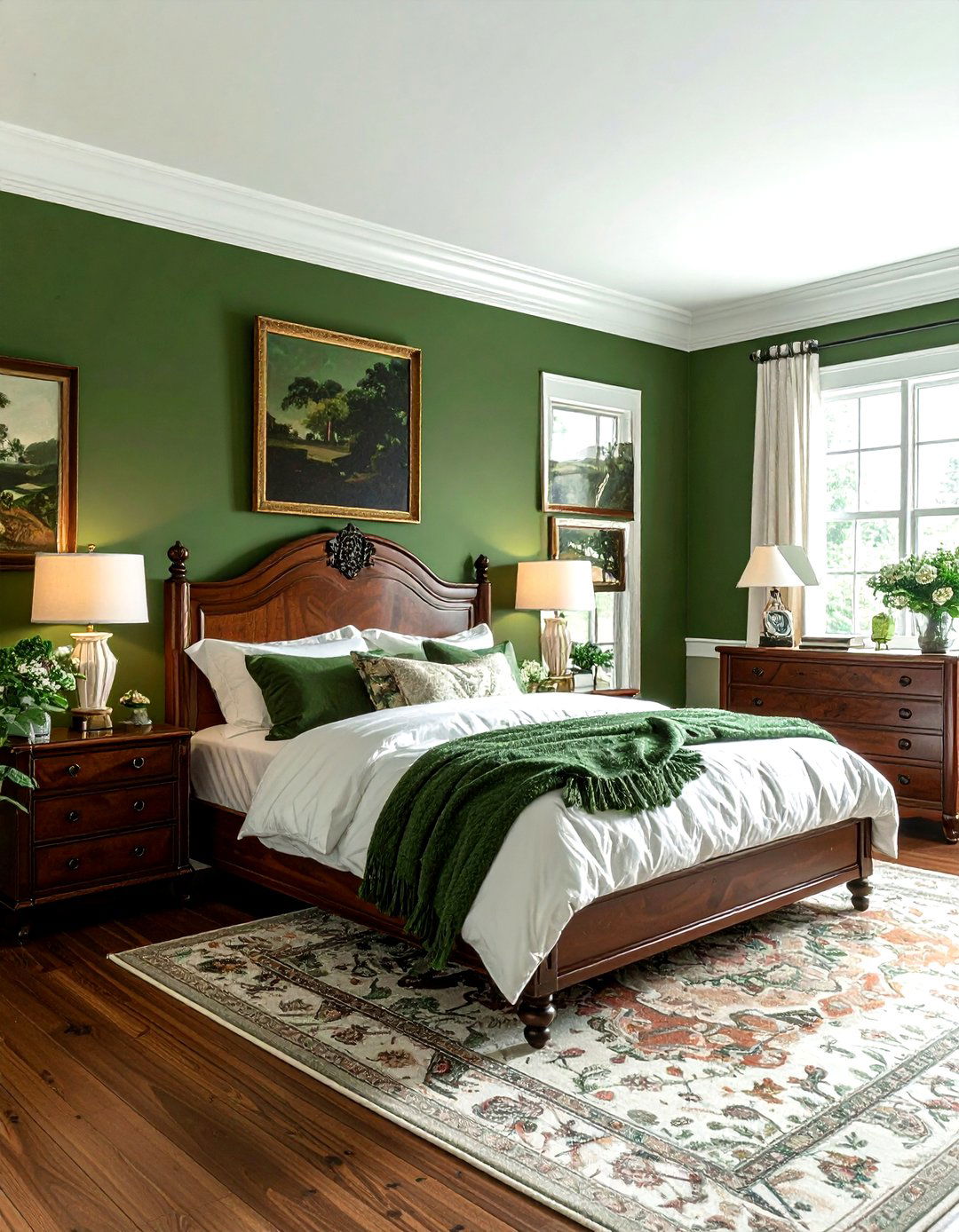 Hunter green paint - 30 green bedroom decor ideas