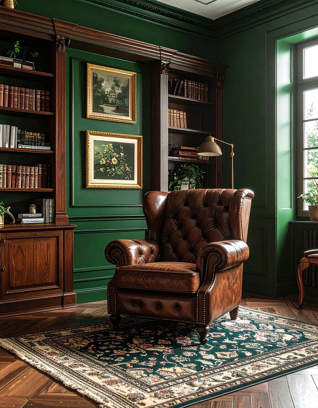 Hunter green traditional living room - 30 green living room decor ideas