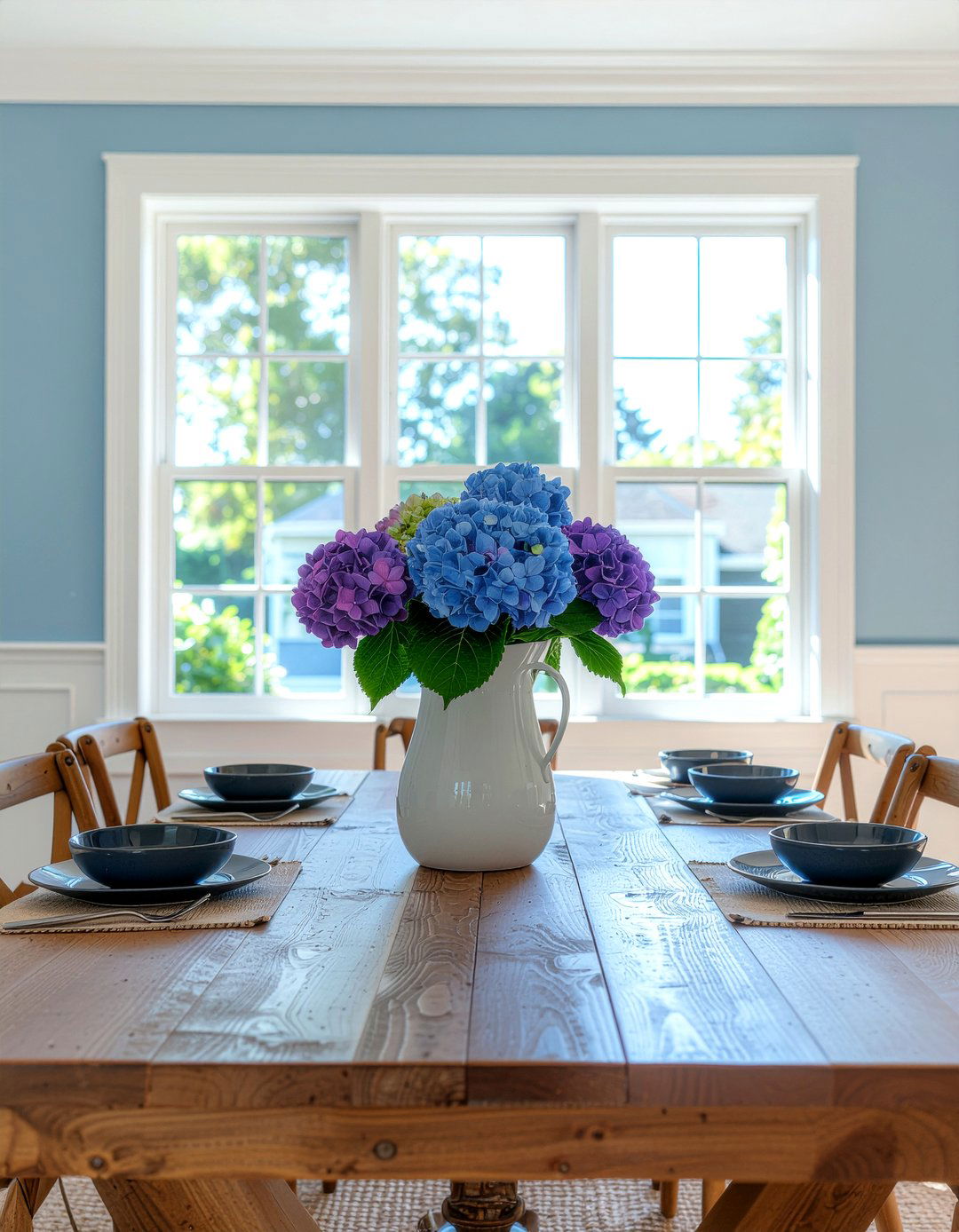 Hydrangea table centerpiece - 30 floral centerpiece dining ideas