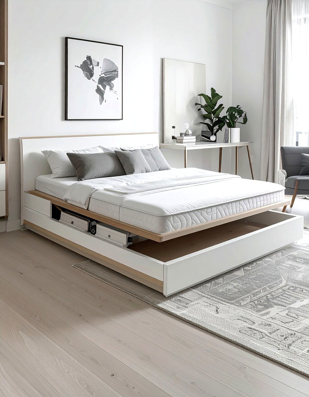 Hydraulic Lift Daybed - 30 living room under bed storage ideas