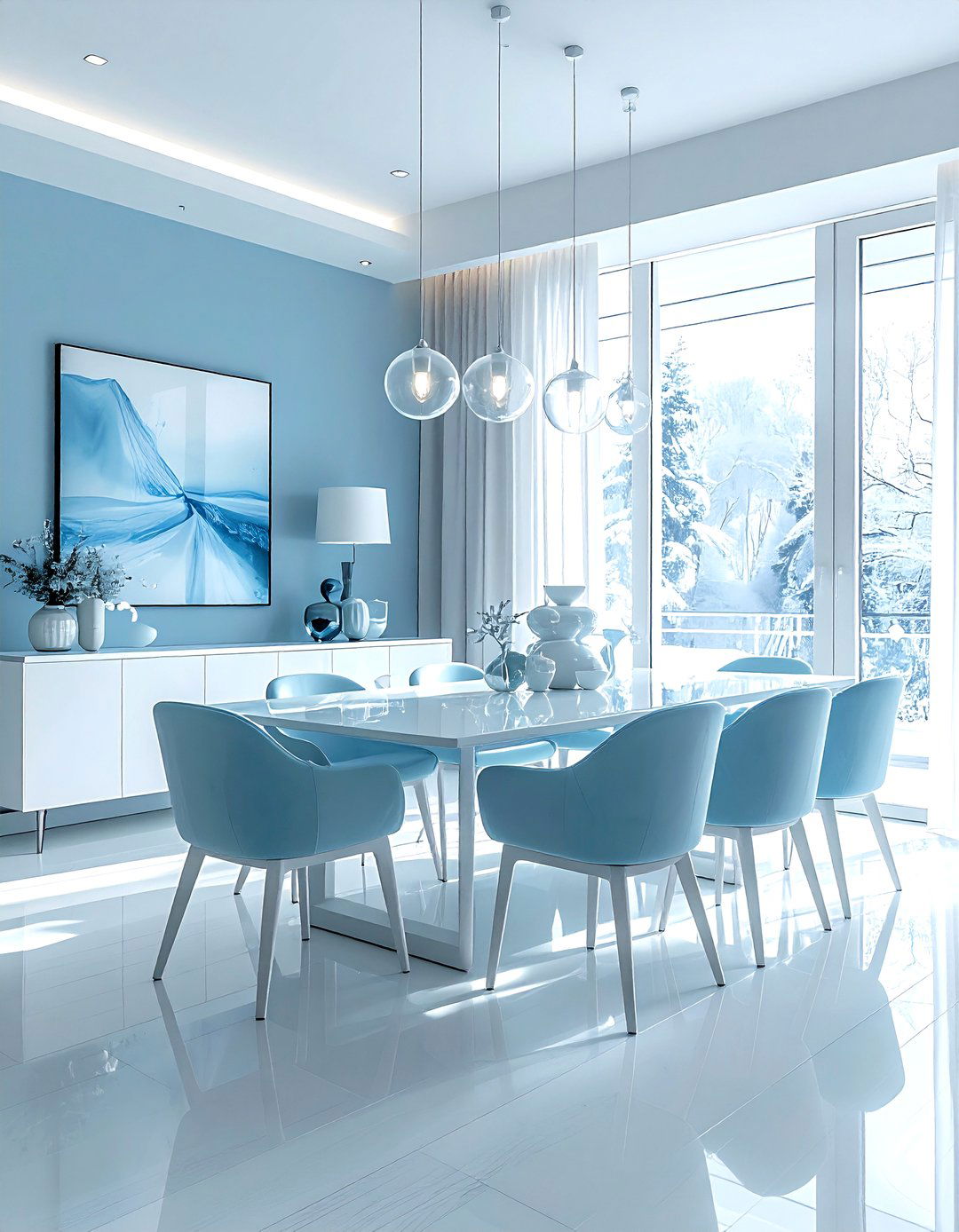 Ice Blue Dining Room - 30 blue dining room design ideas