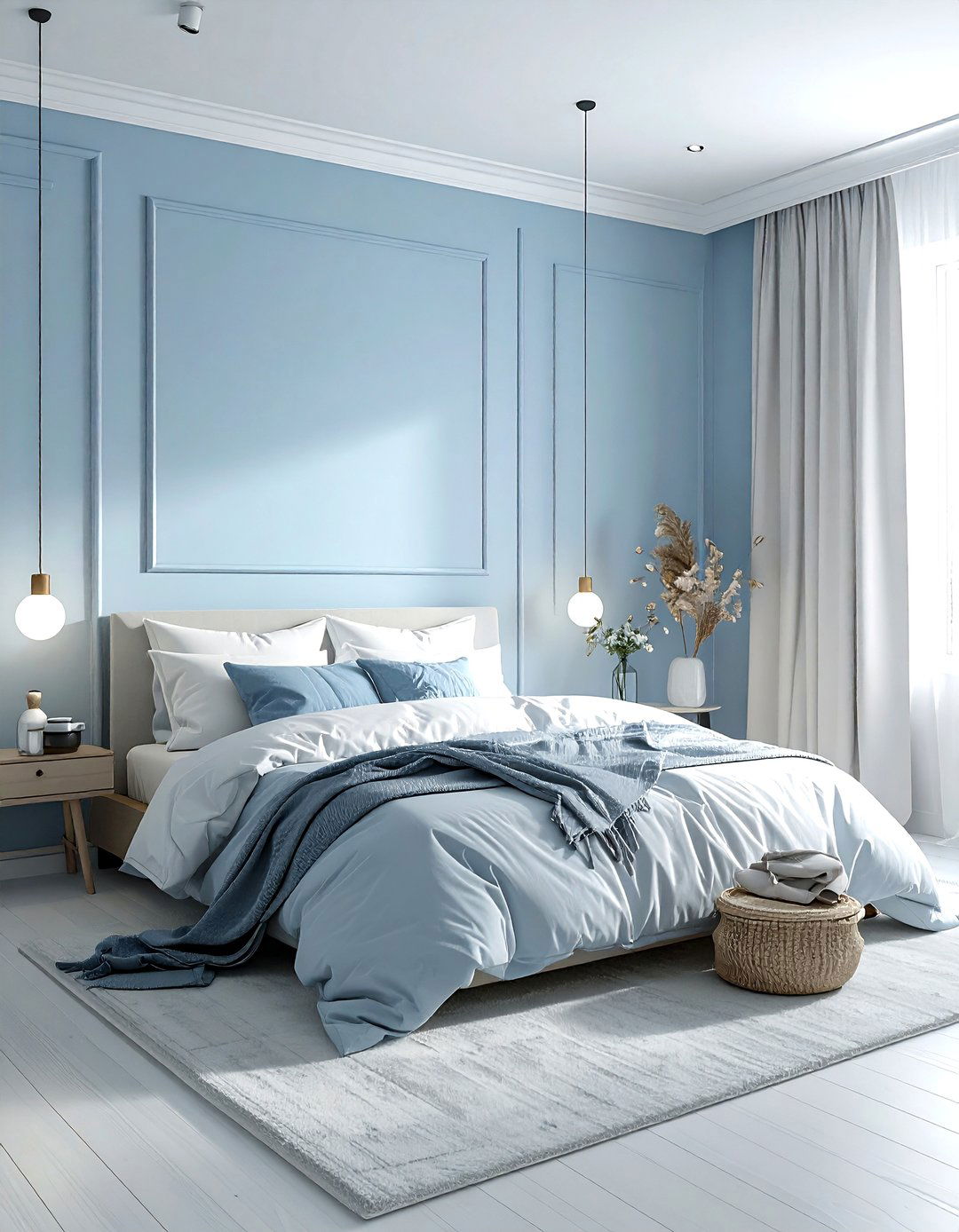 Ice Blue Scandinavian Bedroom - 30 cool blue bedroom ideas