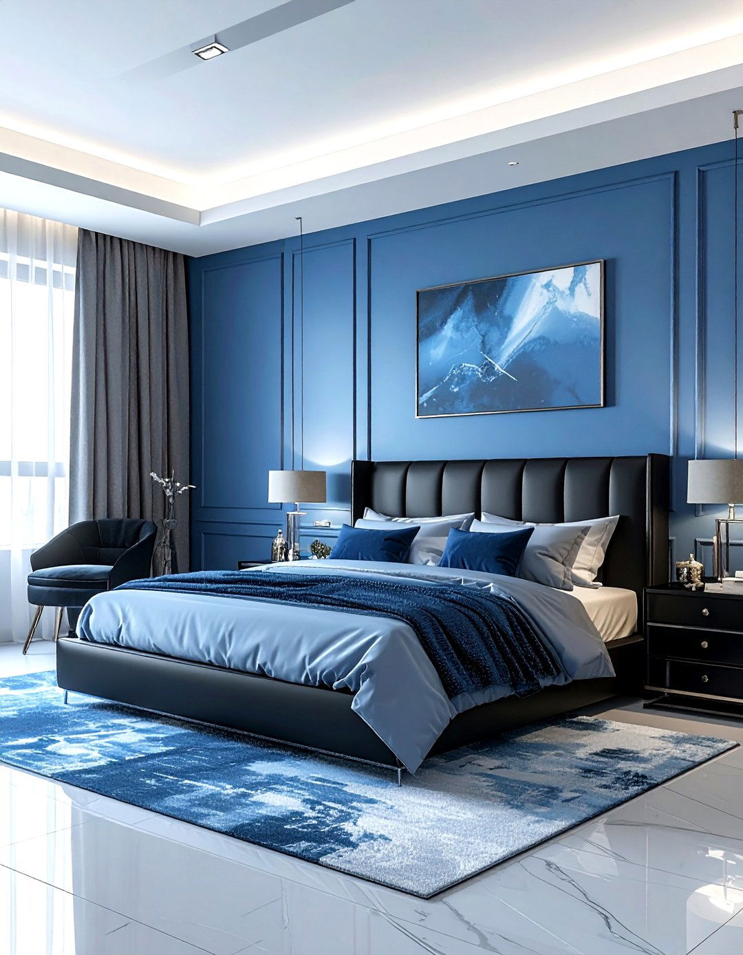 Ice blue contemporary bedroom - 30 modern blue bedroom ideas