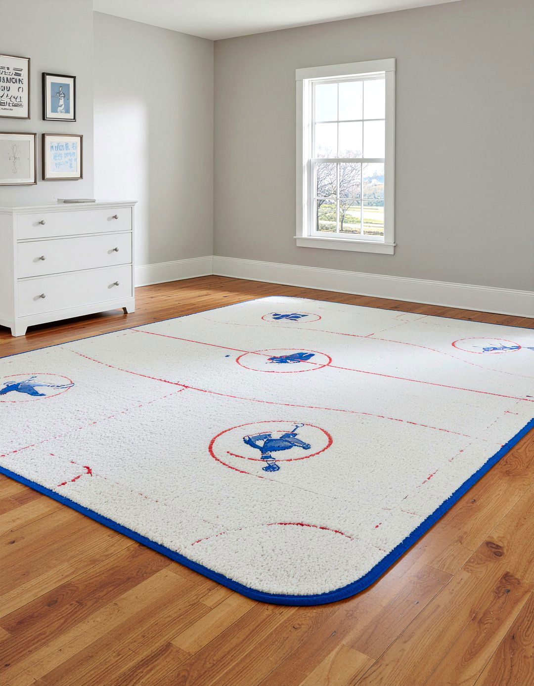 Ice rink rug - 30 hockey bedroom ideas
