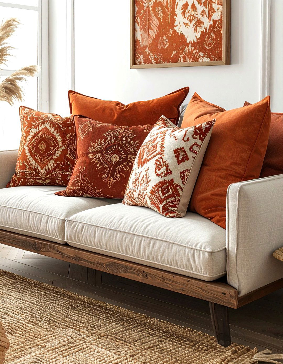 Ikat and damask pillows - 30 pattern mixing decor ideas