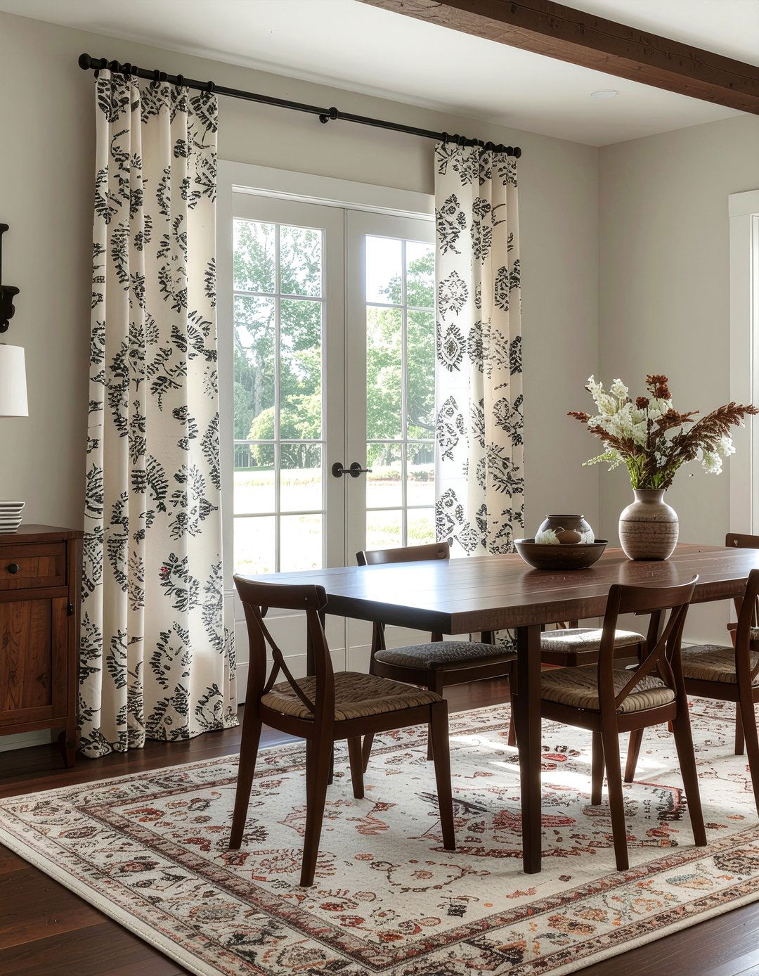Ikat curtains dining room - 30 patterned curtain dining room ideas