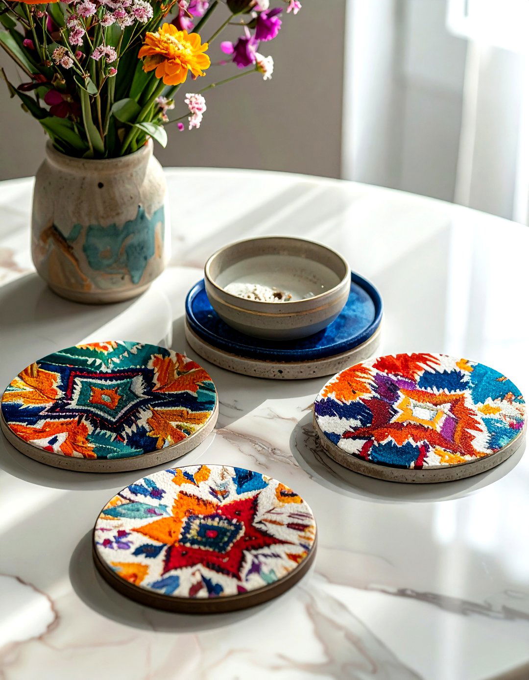 Ikat drink coasters - 30 ikat decor ideas
