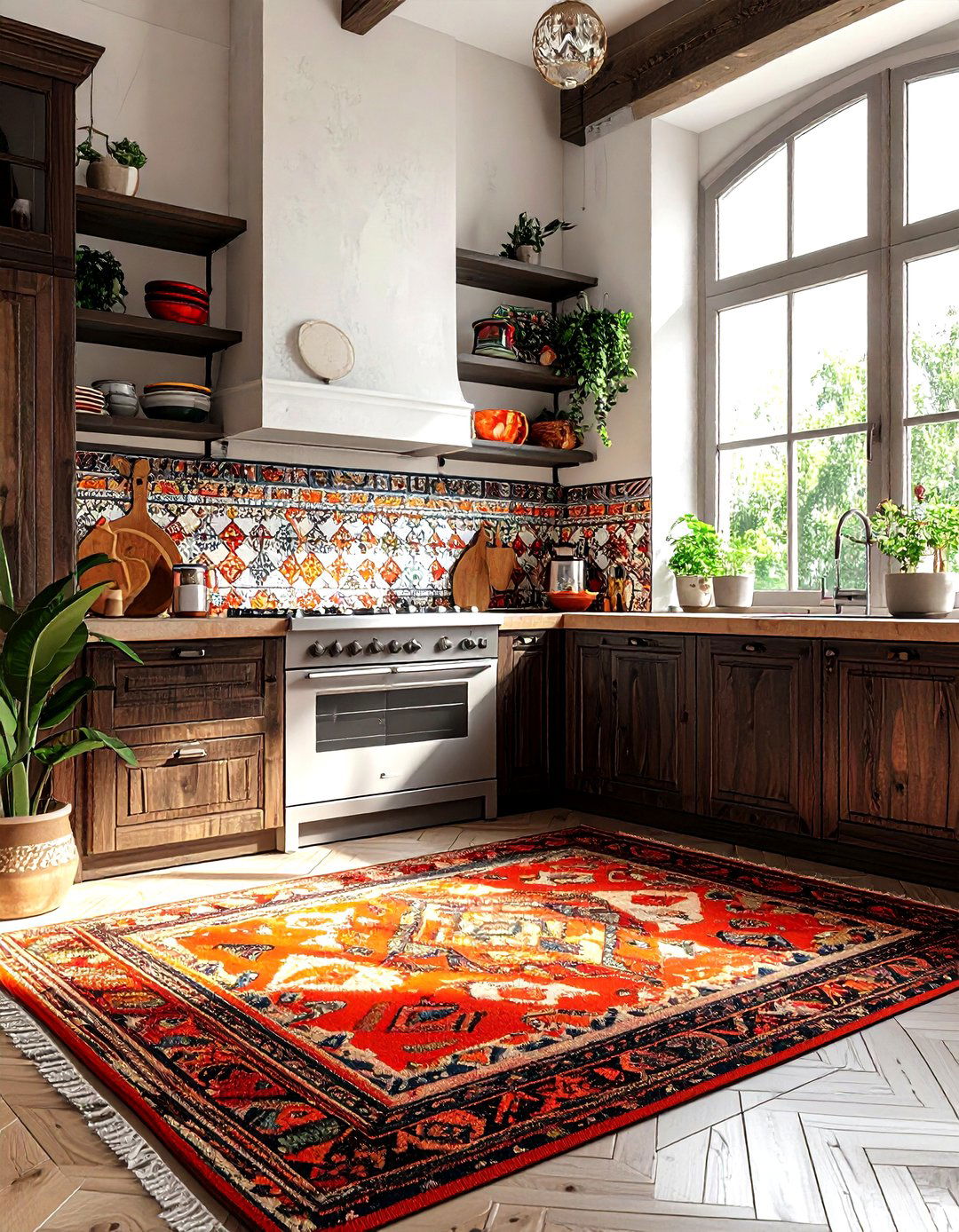 Ikat kitchen rug - 30 kitchen pattern mixing ideas