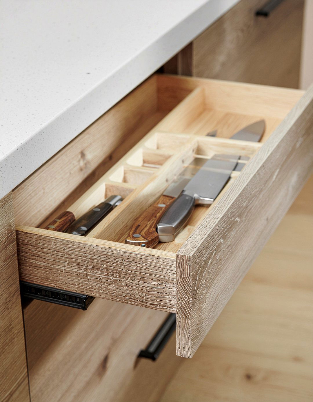 In Drawer Knife Block - 30 kitchen cabinet organization ideas