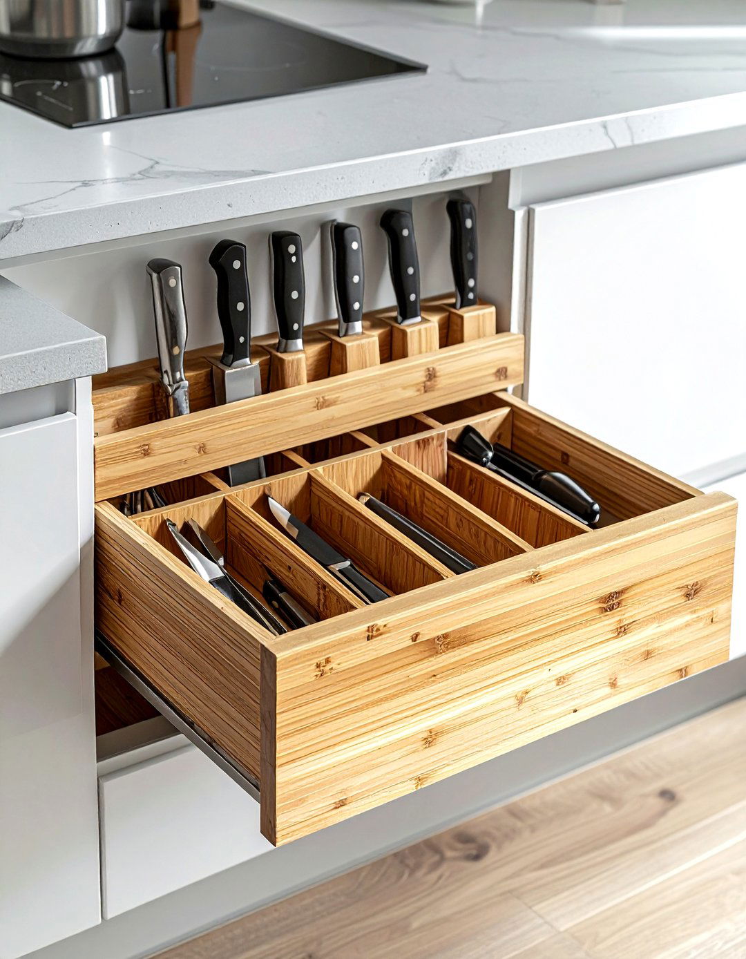 In Drawer Knife Block - 30 utensil storage kitchen ideas