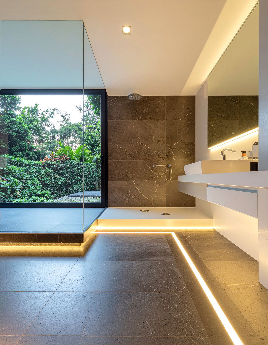 In floor LED marker - 30 bathroom accent lighting ideas