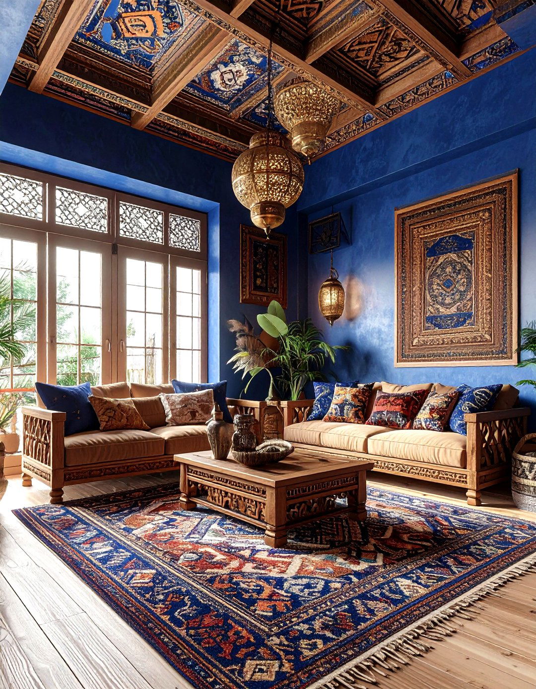 Indigo Blue Living Room Ceiling - 30 living room blue ceiling ideas
