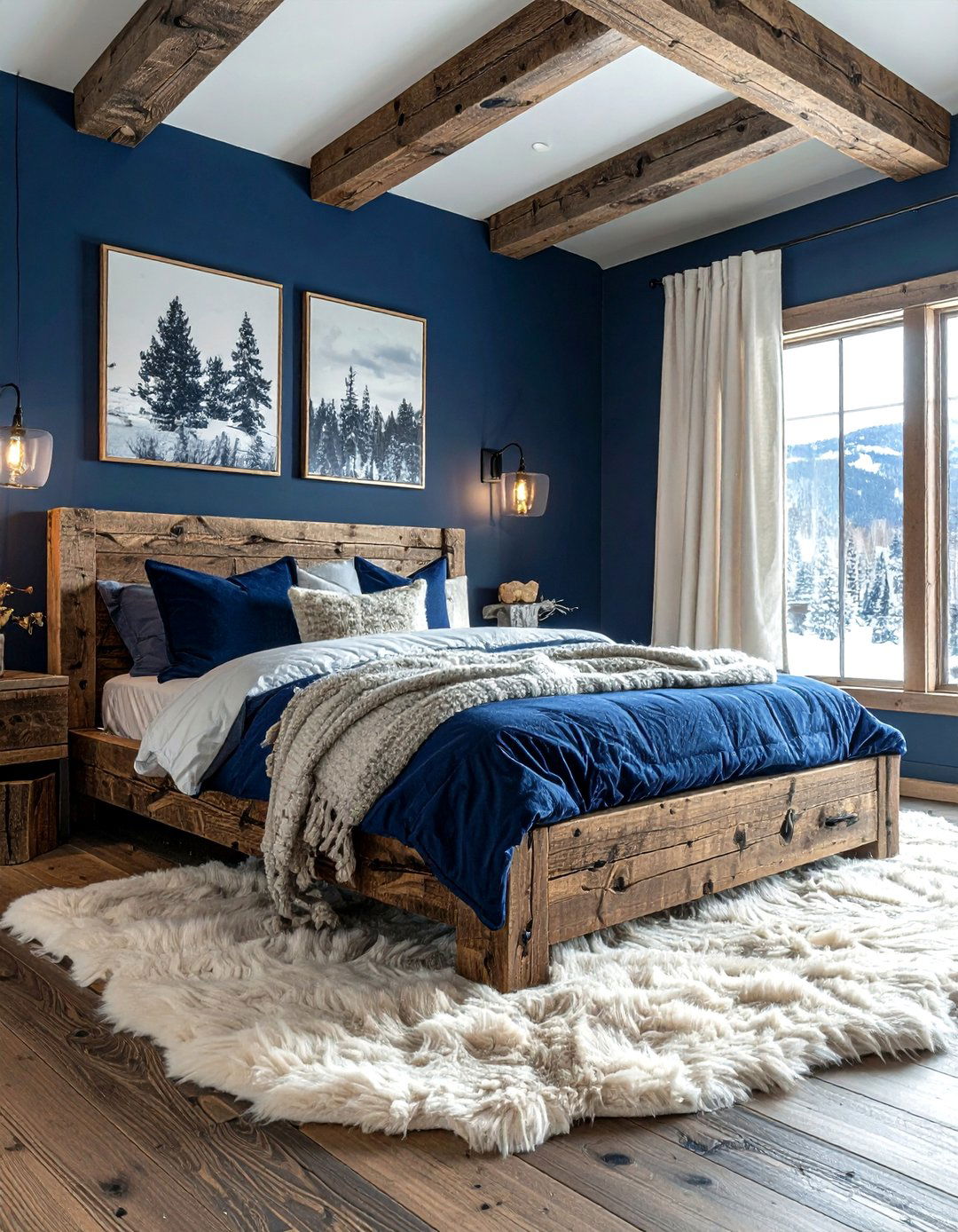 Indigo Blue Rustic Bedroom - 30 cool blue bedroom ideas