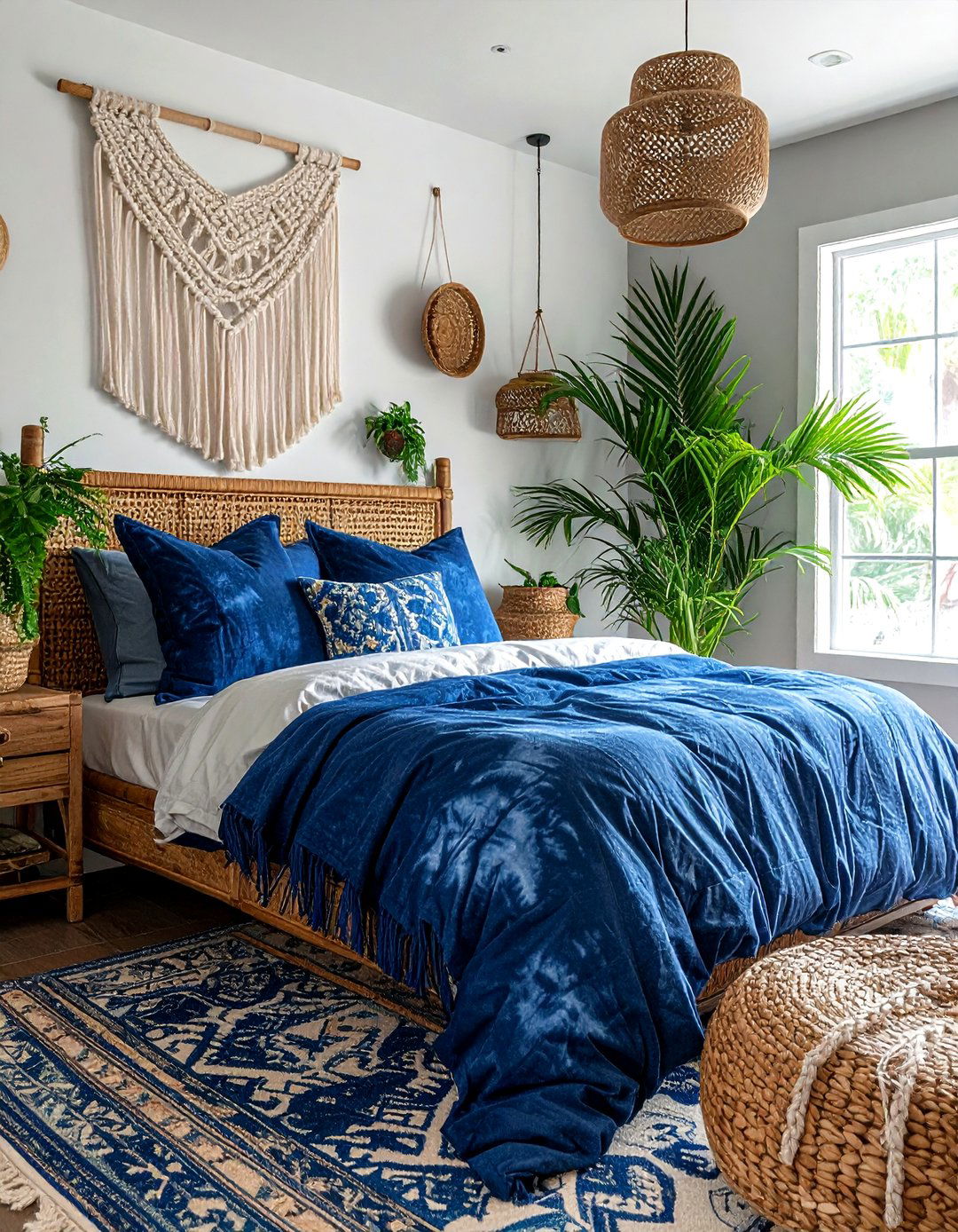 Indigo Bohemian Bedroom - 30 blue bedroom design ideas