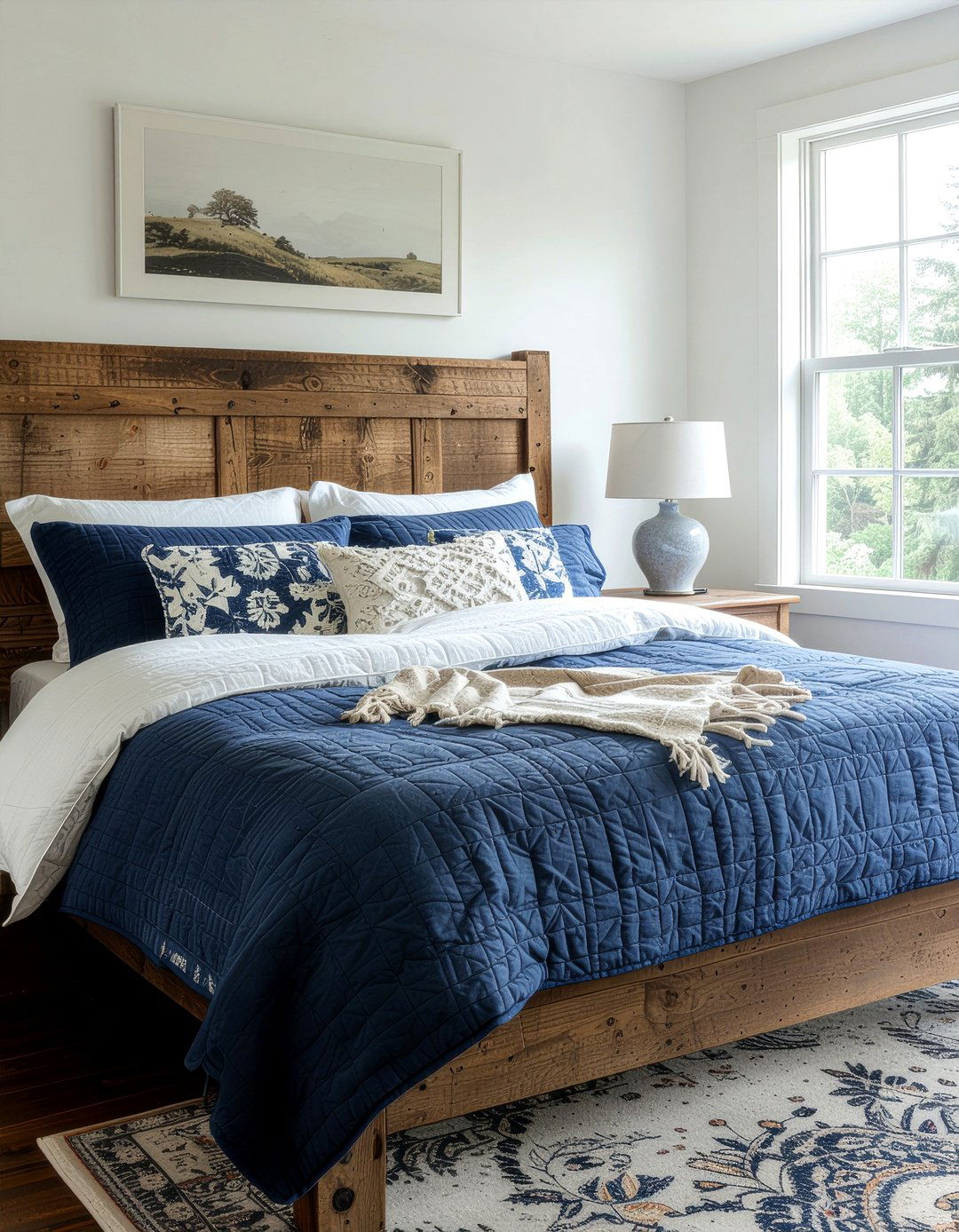 Indigo blue quilted bedding - 30 bedroom blue bedding ideas