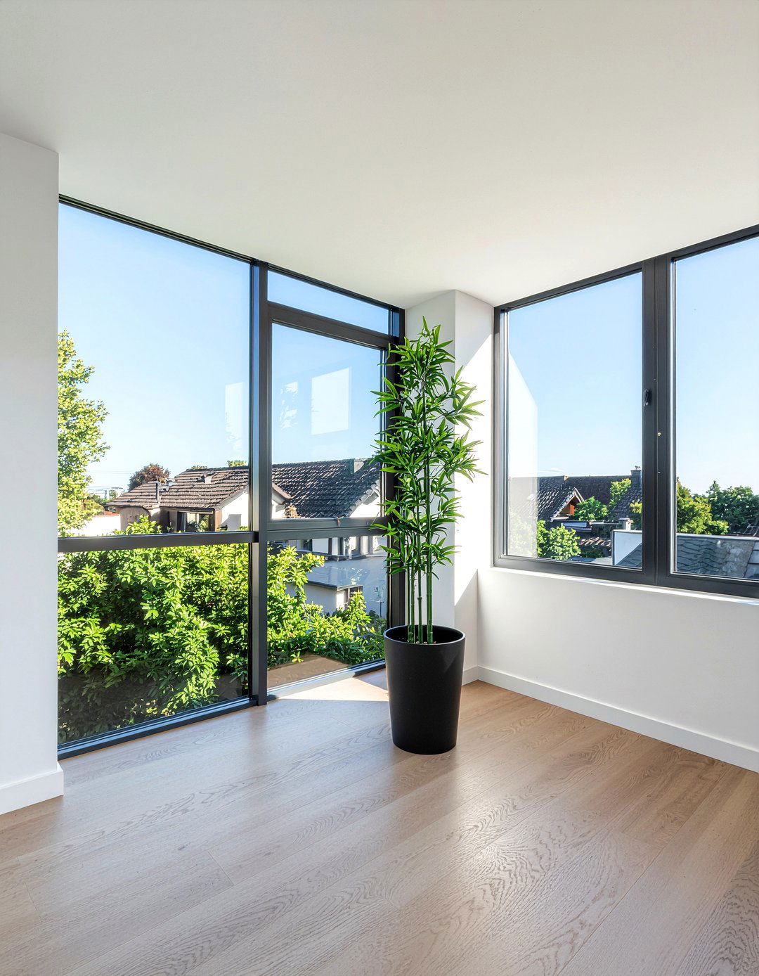 Indoor Bamboo Plant - 30 warm minimalist living room ideas