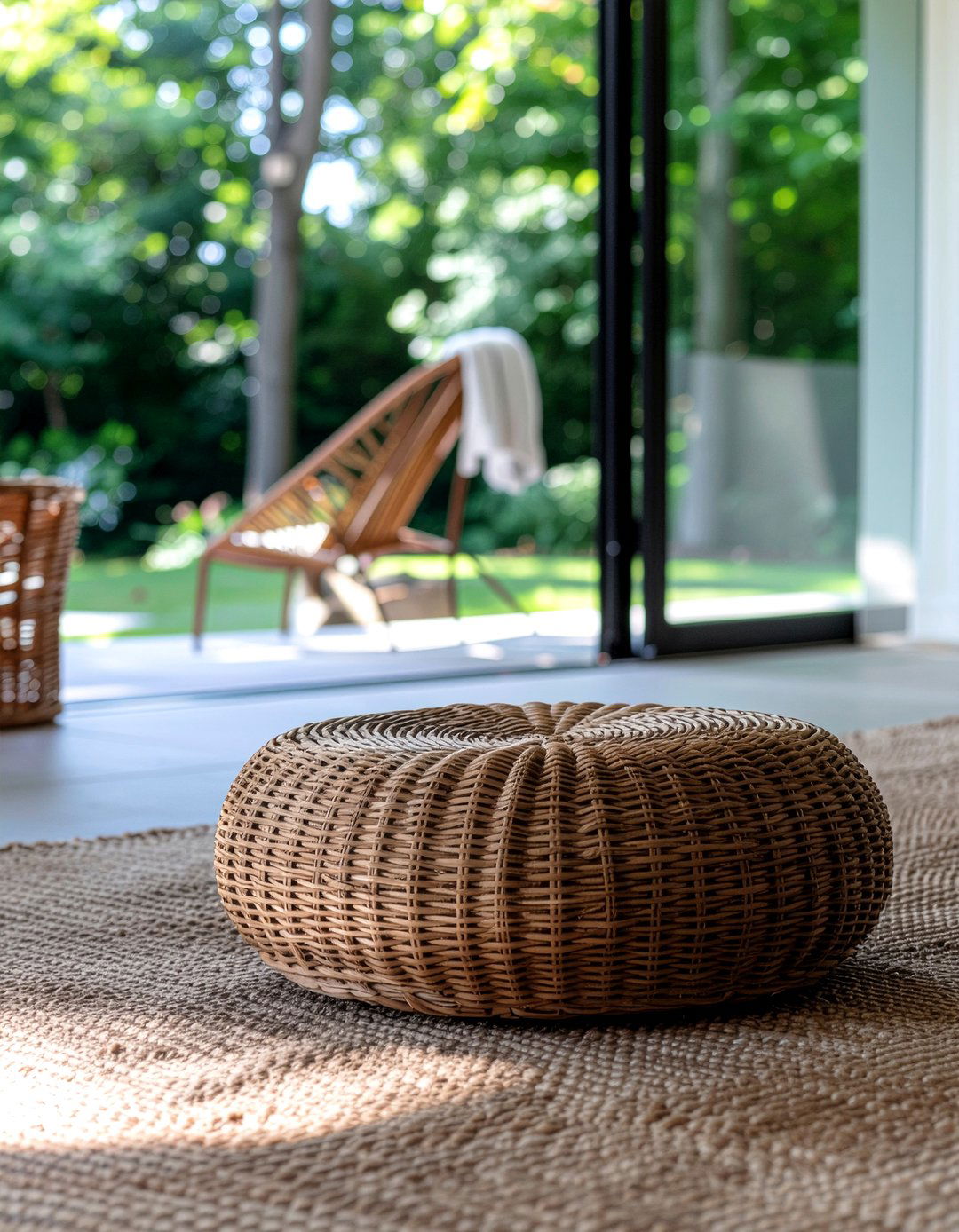 Indoor Outdoor Woven Ottoman - 30 living room woven ottoman ideas