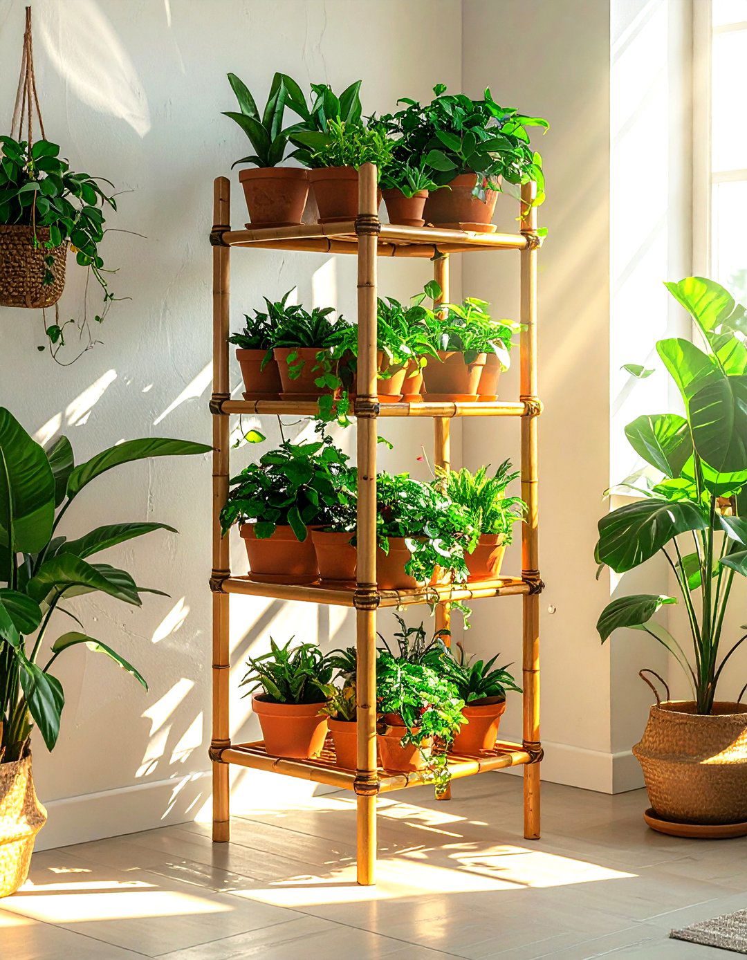 Indoor Plant Stand - 30 living room organization hacks