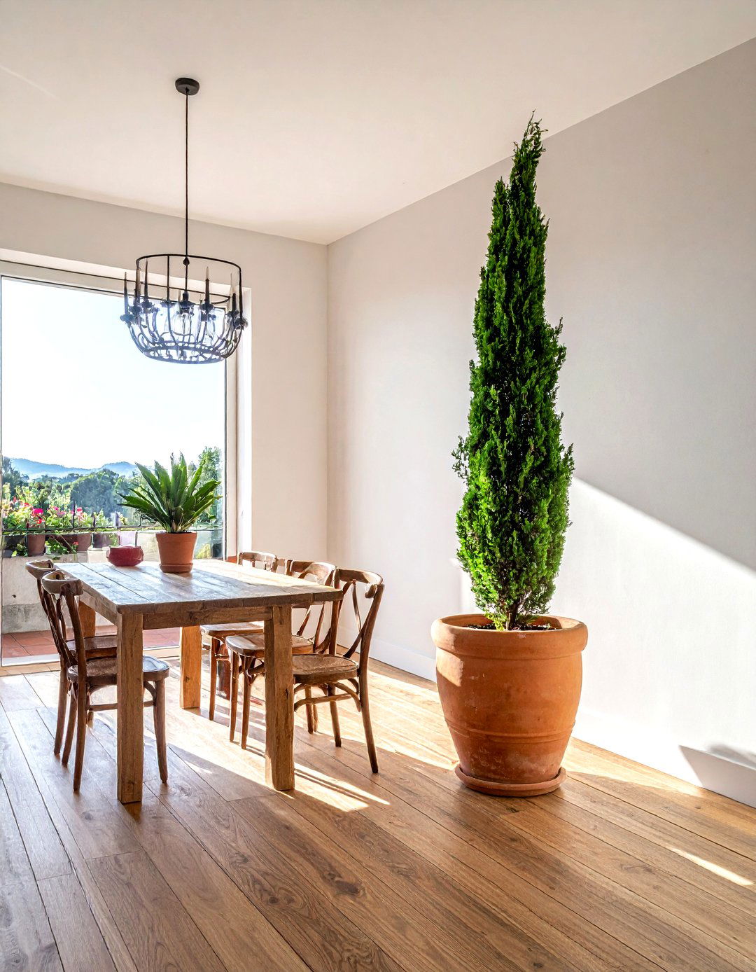 Indoor Potted Cypress - 30 Tuscan dining room ideas