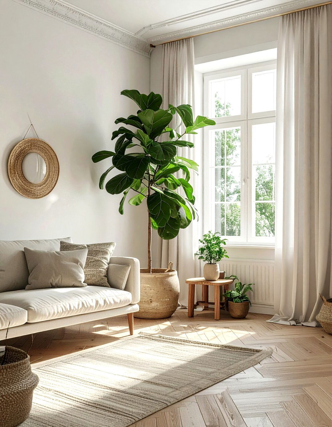 Indoor Tree Living Room - 30 Scandinavian home decor ideas