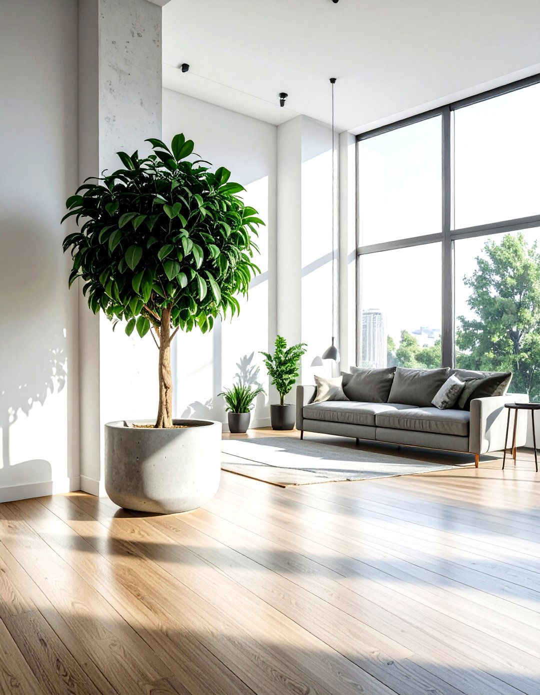 Indoor Tree Plant - 30 loft living room ideas