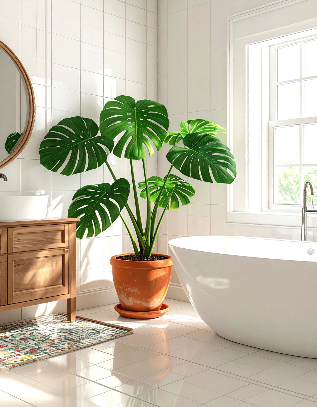 Indoor Tropical Plant - 30 Moroccan bathroom ideas