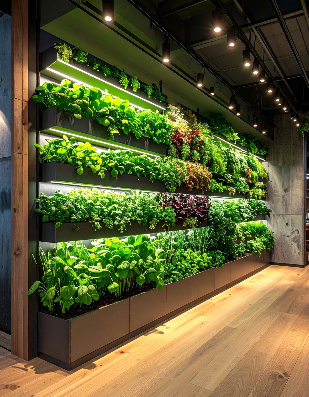 Indoor Vertical Herb Wall - 30 commercial style kitchen ideas