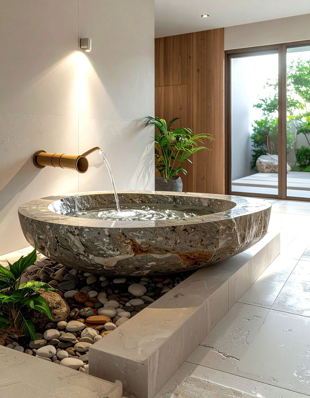 Indoor Water Feature - 30 Japanese minimalist decor ideas