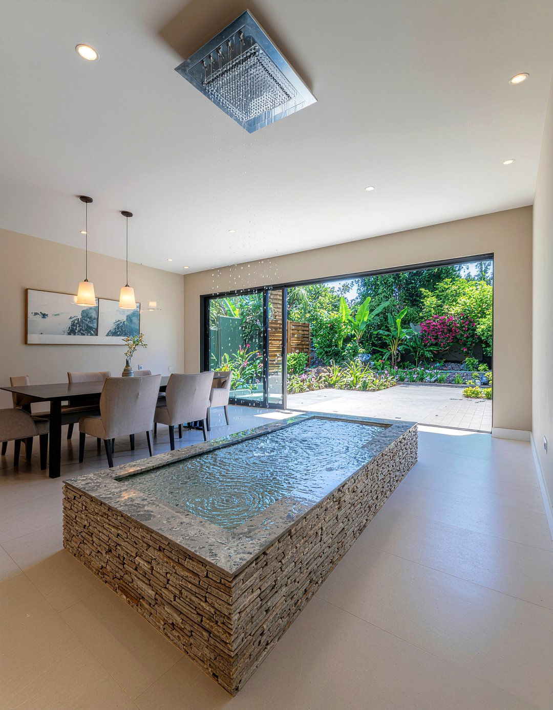 Indoor Water Feature - 30 mansion dining room ideas