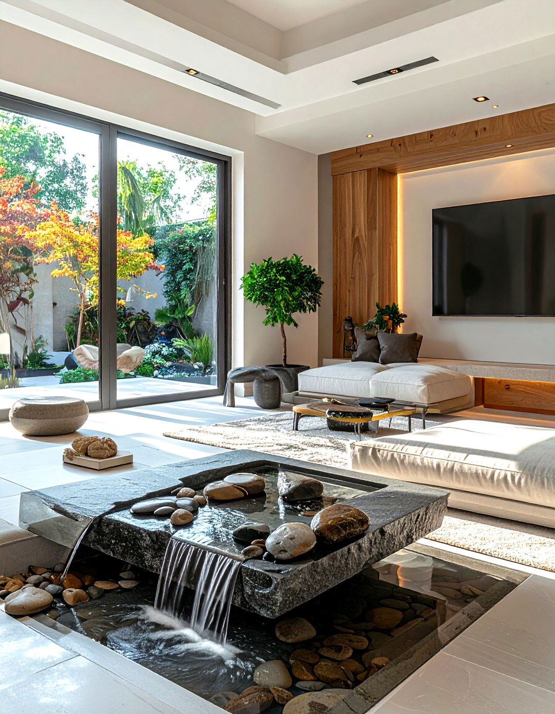 Indoor Water Feature Living Room - 30 zen living room ideas