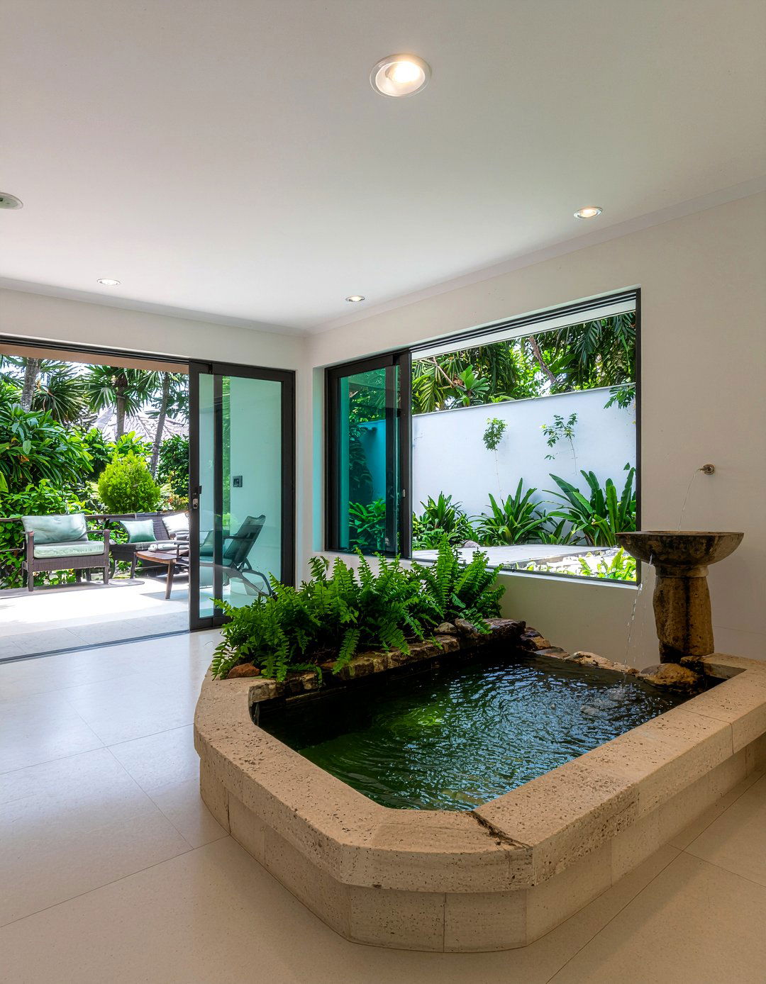 Indoor Water Features - 30 tropical living room ideas
