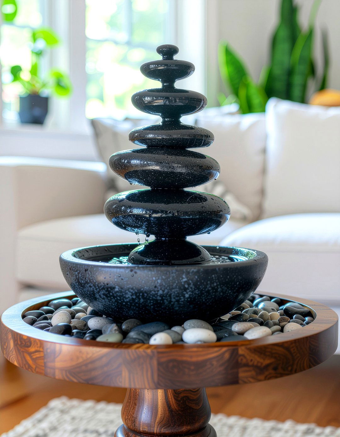 Indoor Water Fountain - 30 meditation living room ideas