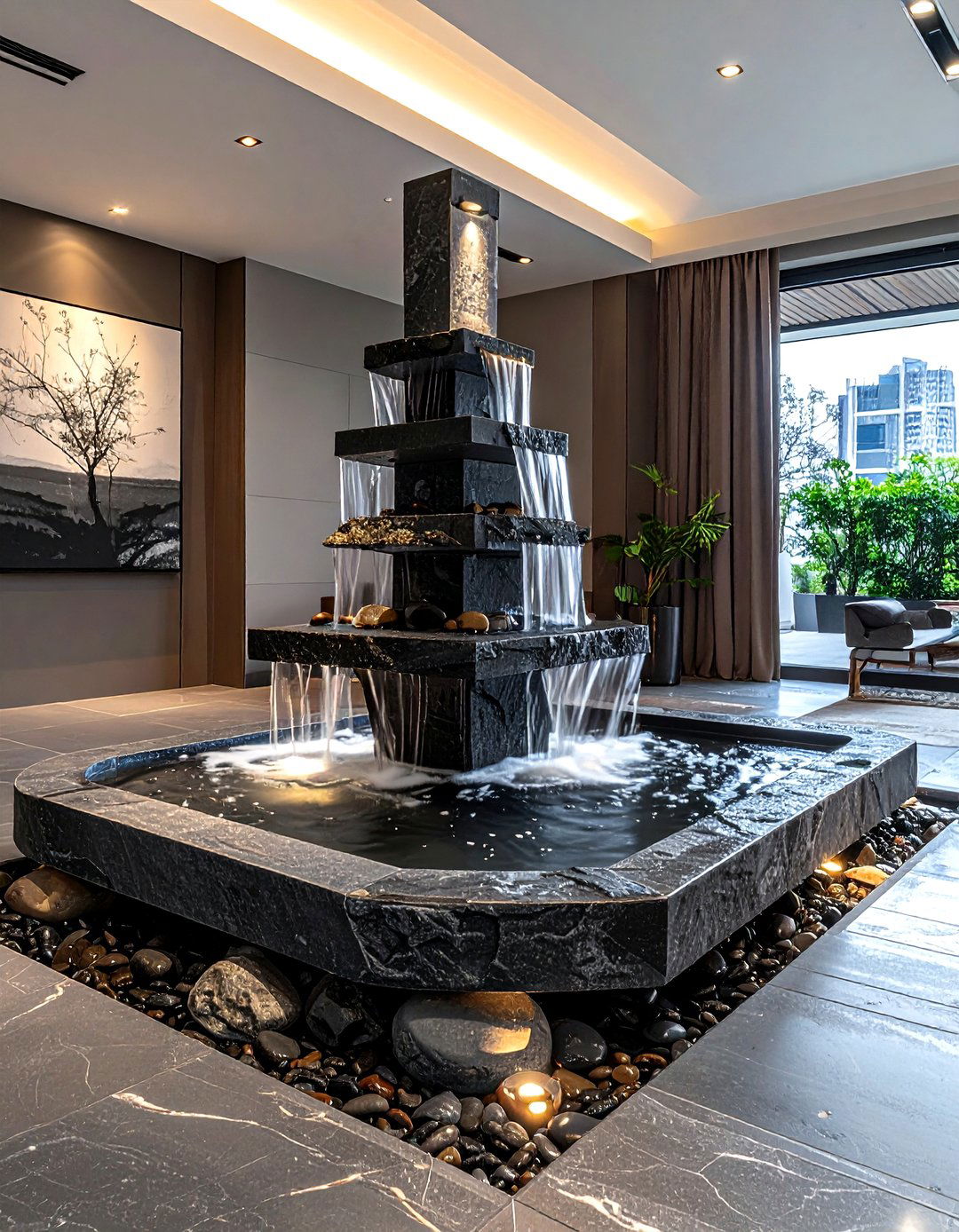 Indoor Water Fountain - 30 relaxing decor ideas