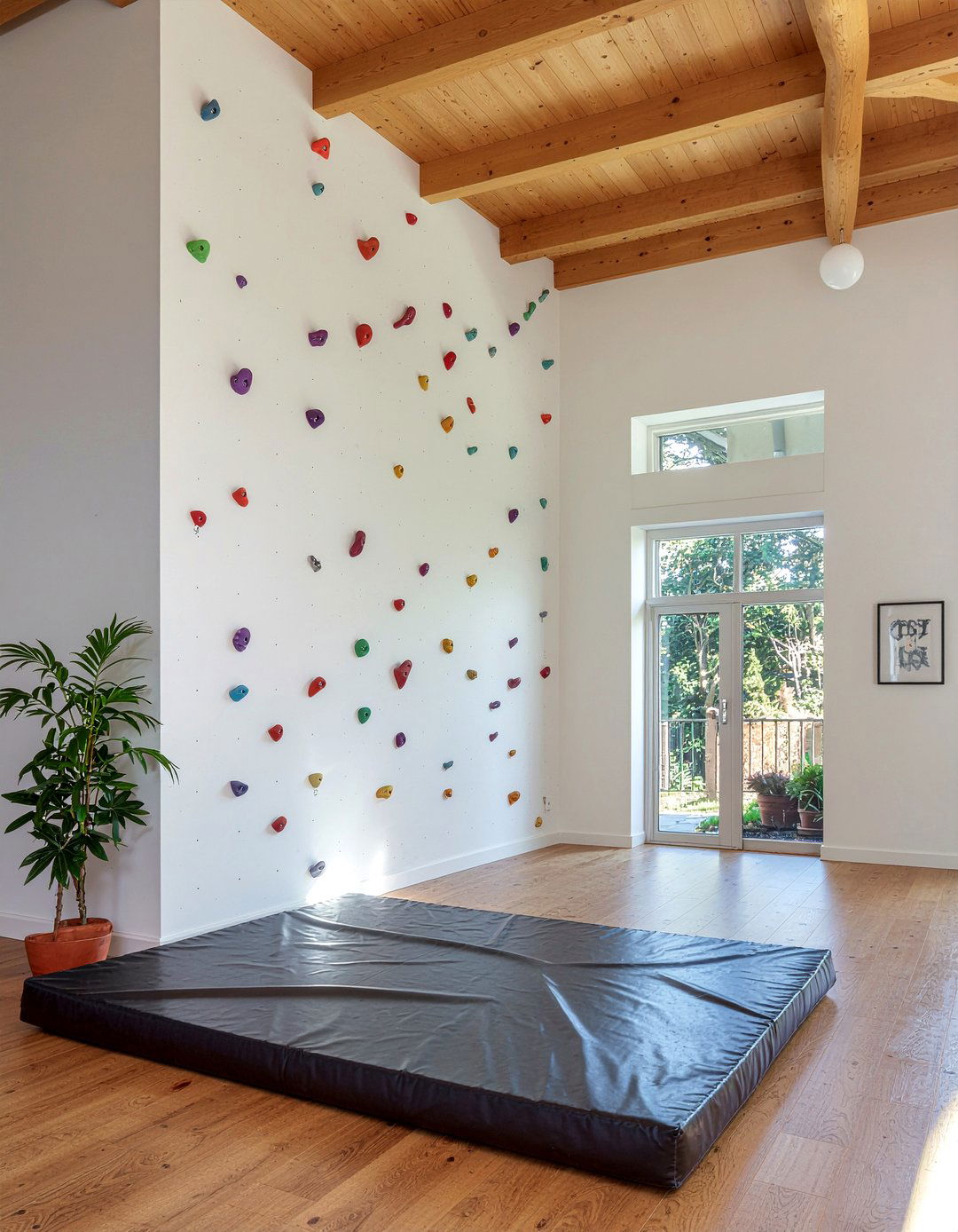 Indoor climbing wall in living room - 30 kid friendly living room ideas