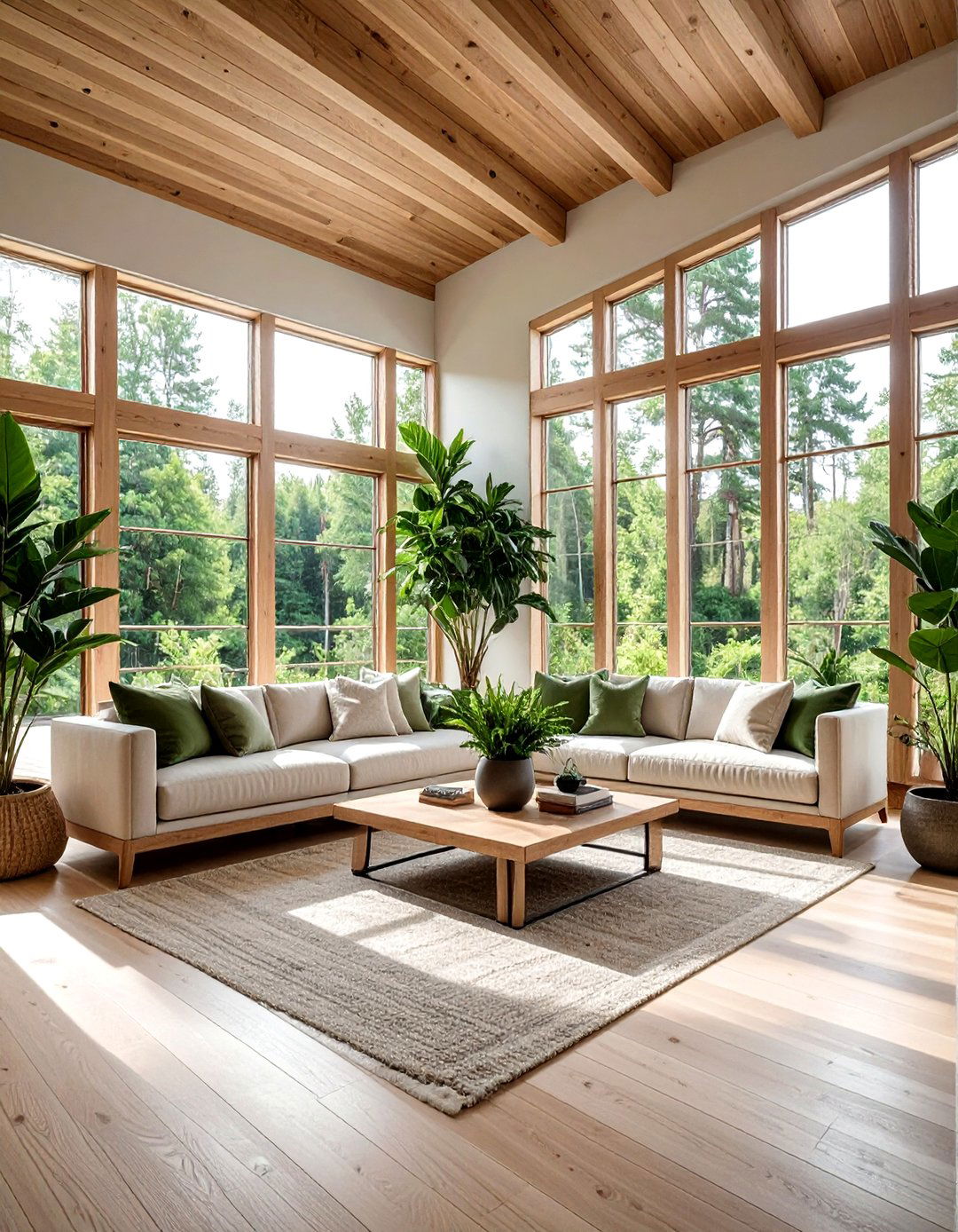 Indoor green plants living room - 30 living room lake house furniture ideas