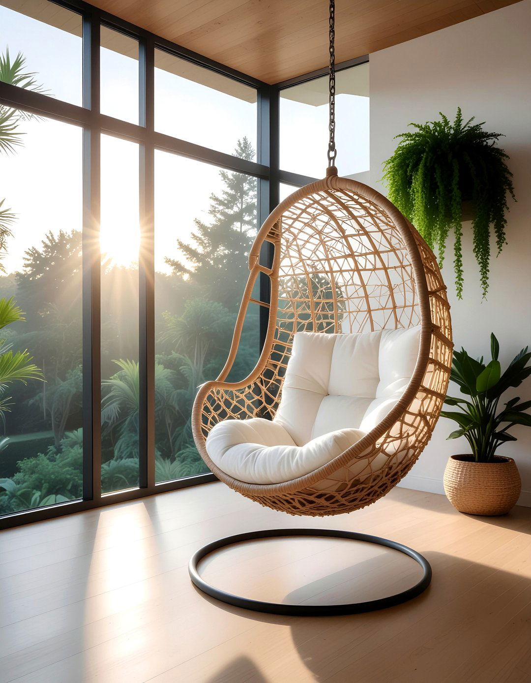 Indoor hanging chair - 30 living room lounge chair ideas