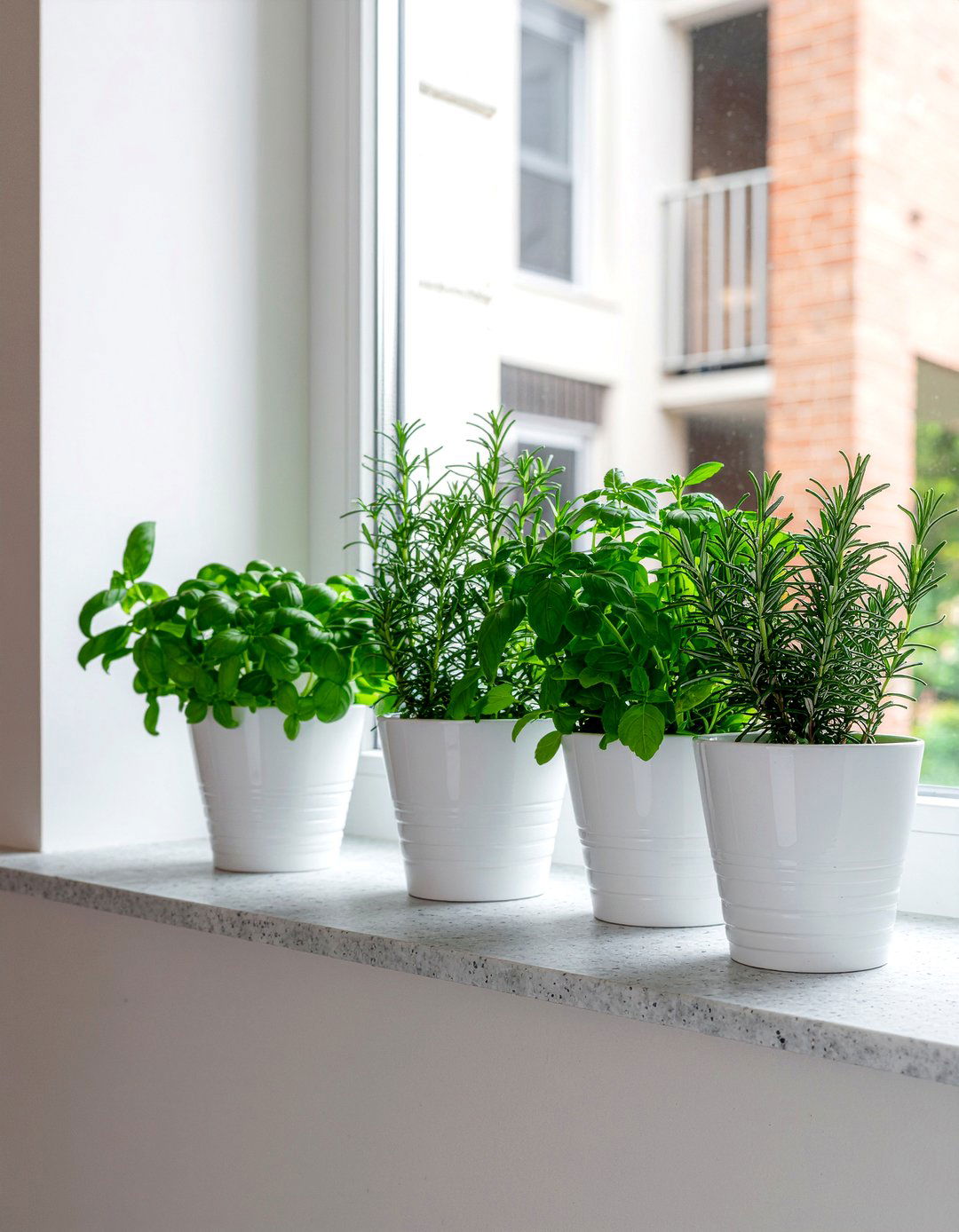 Indoor herb garden on windowsill - 30 kitchen window decor ideas