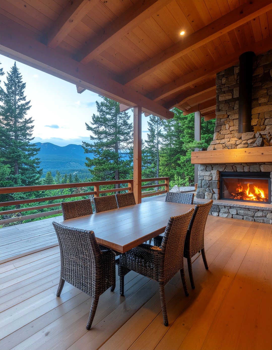 Indoor outdoor dining deck - 30 cabin dining room ideas