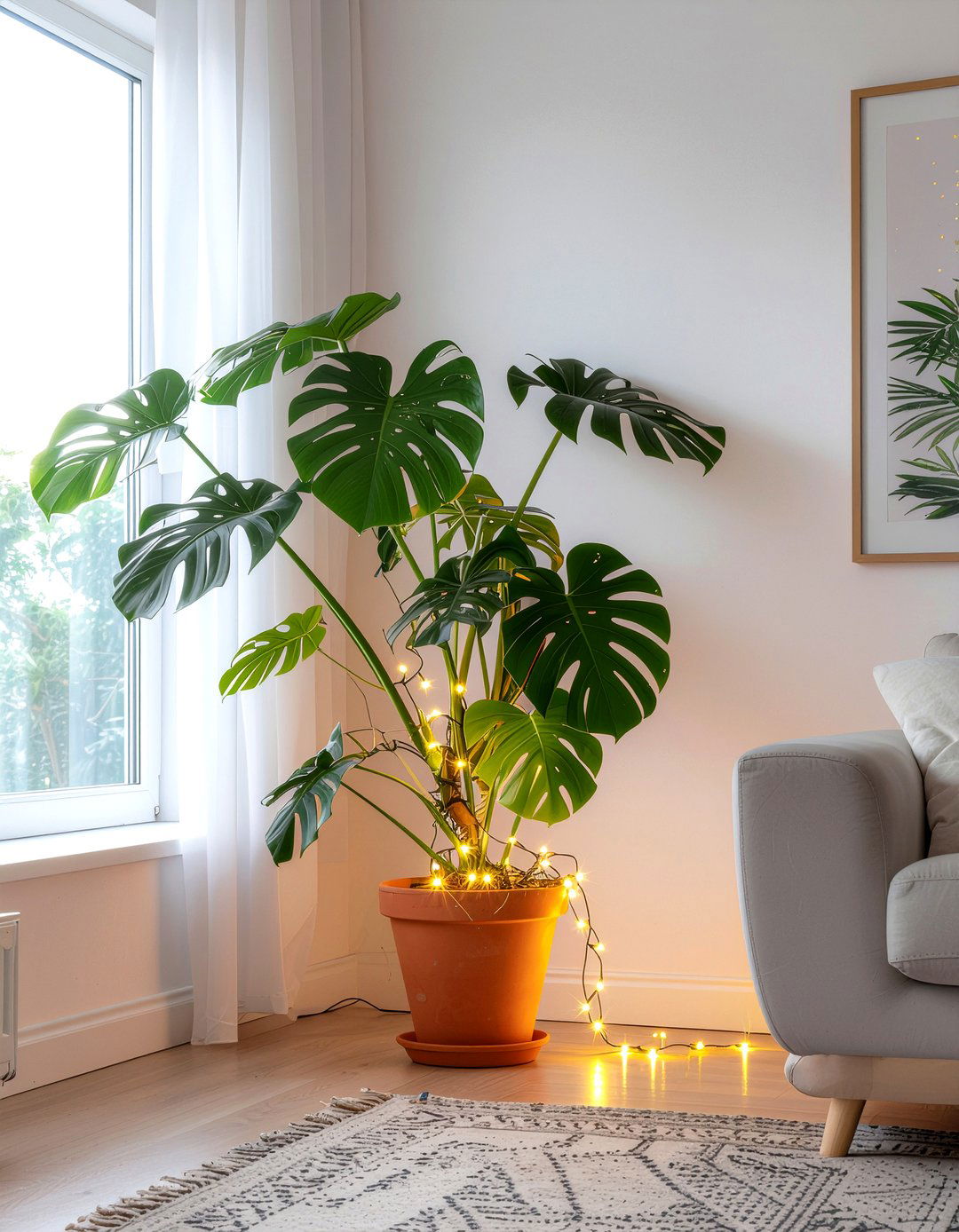 Indoor plant fairy lights - 30 fairy light ideas